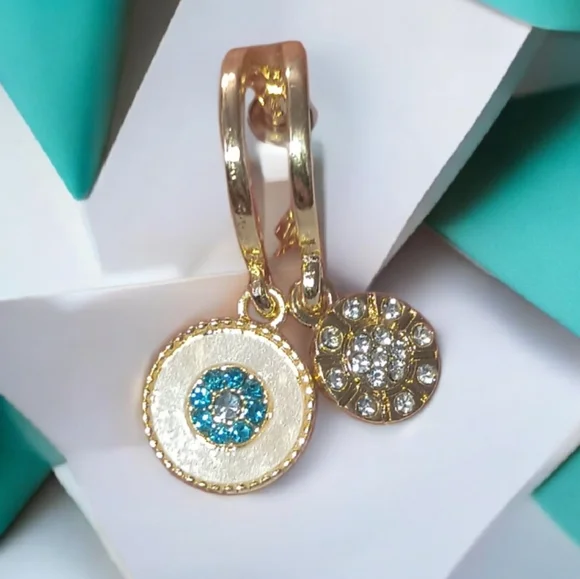 Elegant Gold and Blue Dangle Earrings - Picture 8 of 9